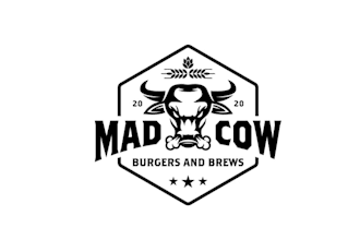 design a rowdy burgers brew mad cow logo