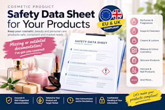create eu UK safety data sheet for perfume, soap cream, makeup cosmetic product
