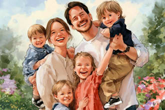 make a personalized family portrait painting as a special gift
