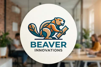 create styled beaver logo for your startup