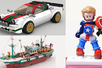 design 3d lego moc, lego model, lego toy, lego minifigure with xml part list