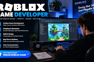 be your roblox developer, scripting, custom roblox game, obby, simulator, tycoon