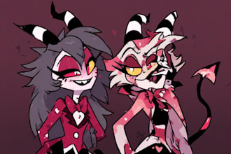 your oc or favorite character from hazbin hotel and helluva boss