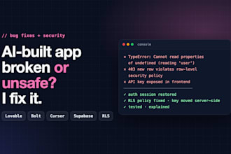 fix bugs and audit the security of your lovable, bolt or cursor vibe coded app