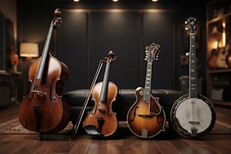 record live string instrument double bass, fiddle, mandolin, banjo for your song