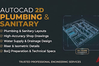 design professional autocad 2d plumbing and sanitary shop drawing