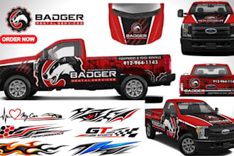 do custom car wrap design, van wrap, food truck wrap, car graphics 3d modelling