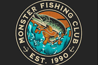do creative fishing logo with unlimited revisions