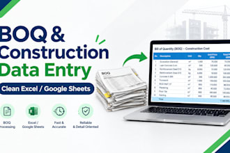 enter boq data to in exel