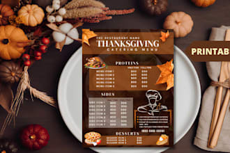 design thanksgiving catering menus food flyer restaurant order form holiday menu
