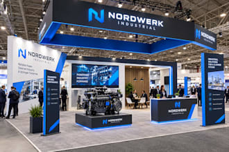 design a custom trade show booth, exhibition stand and 3d