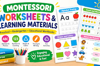 create montessori preschool worksheets,kindergarten learning materials,textbook