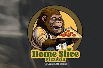 design hipster sasquatch logo for a small town pizzeria food