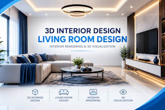 3d interior design, living room design, interior rendering and 3d visualization