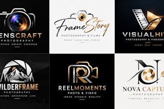 design a professional photography, photographer, videography, media camera logo