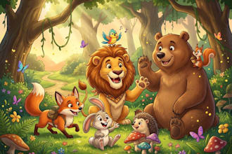 draw animals cartoon illustration