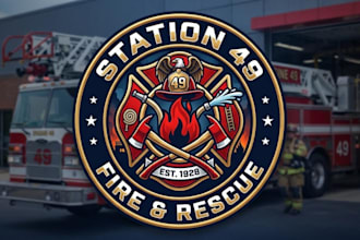 draw firefighter logo illustration for you