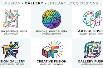 design a fusion, gallery, and line art logo