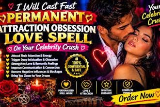 cast fast permanent attraction obsession love spell on your celebrity crush