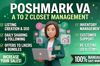 do poshmark a to z management, listing, sharing and closet VA