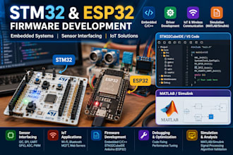 develop stm32 and esp32 firmware for embedded systems and iot