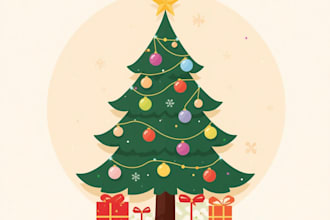 design a custom flat style christmas illustration