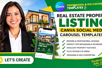 design canva real estate property listing canva social media carousel templates