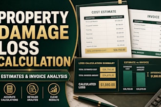 calculate property damage losses from estimates and invoices