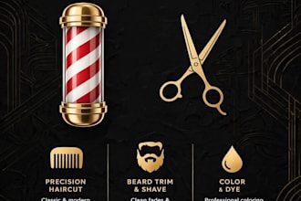 design modern barbershop flyer, beauty salon and hair salon flyer