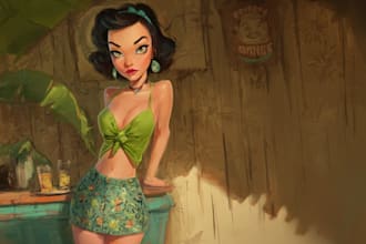 pin up girl and pin up girl illustration