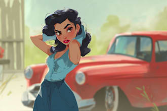 pin up girl and pin up girl illustration