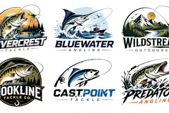 design a professional, fishing, angling, outdoor, tackle fishing rod logo