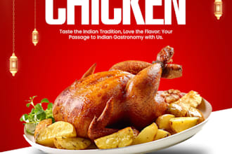 design roasted chicken food banner