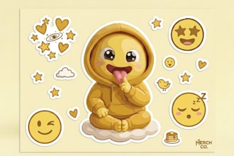 design cute kawaii doodle sticker and mascot logo