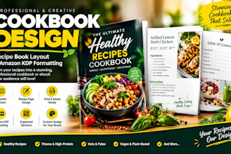 design cookbook, recipe book, recipe ebook and format for amazon KDP