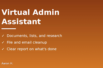 be your virtual assistant for admin tasks, documents, and email cleanup