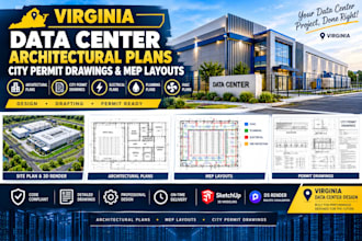 design virginia data center architectural, city permit drawings, and mep layouts