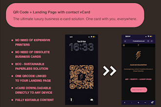 design a slick landing page with a qr vcard to share it