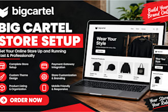 set up, design, customize and redesign a professional big cartel store