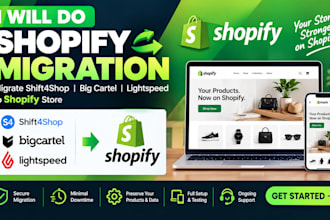 do shopify migration, migrate shift4shop big cartel lightspeed to shopify store