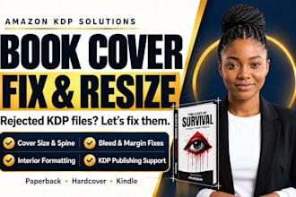 fix resize book cover, fix rejected book for amazon book formatting, publishing
