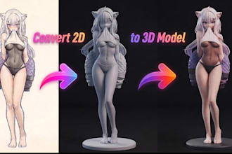 convert anime 2d to 3d model 3d character model anime action figure 3d printing