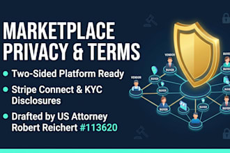 draft an online marketplace privacy policy and terms