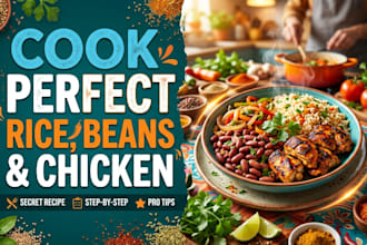 create an authentic delicious rice, beans, and chicken recipe guide for you