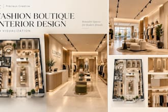 design a modern fashion boutique interior in 3d