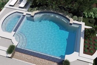 create 3d swimming pool, garden and landscape designs