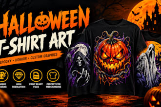 create halloween horror tshirt designs spooky graphics creepy pumpkin artwork