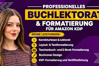 ich übernehme KDP buchlektorat und kindle taschenbuchformatierung für amazon