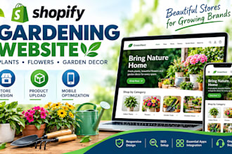 design shopify gardening, plant, flower and garden decor website