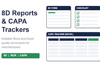 create 8d reports and capa tracker in excel for manufacturers